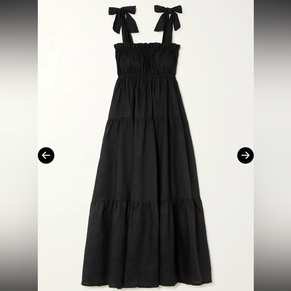 NEW Faithful The Brand Bellamy Linen Tie Shoulder Tiered Midi Maxi Dress - Picture 1 of 8